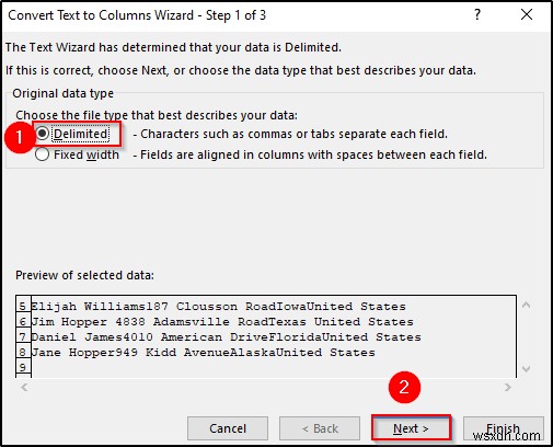 Cách sử dụng ngắt dòng làm dấu phân cách trong Excel Văn bản thành cột