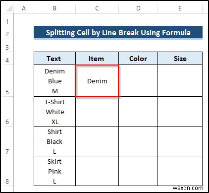 Cách sử dụng ngắt dòng làm dấu phân cách trong Excel Văn bản thành cột