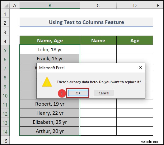 Cách chuyển văn bản thành cột mà không ghi đè trong Excel