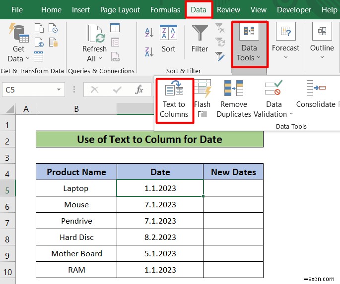 Cách sử dụng văn bản thành cột trong Excel cho ngày (Với các bước đơn giản)