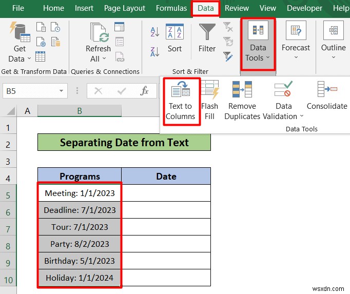 Cách sử dụng văn bản thành cột trong Excel cho ngày (Với các bước đơn giản)