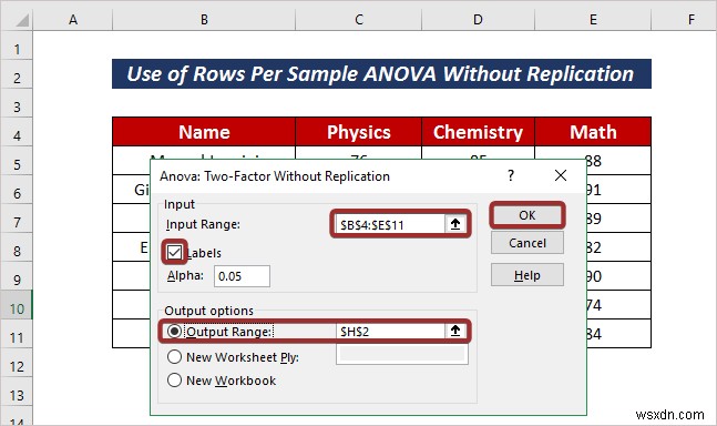 Cách áp dụng hàng cho mỗi ANOVA mẫu trong Excel (2 phương pháp dễ dàng)