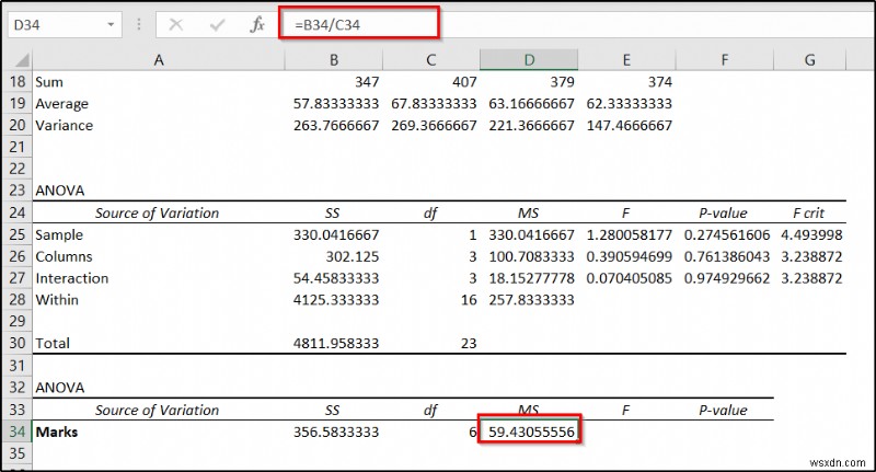 ANOVA lồng nhau trong Excel (Phân tích chi tiết có ví dụ)