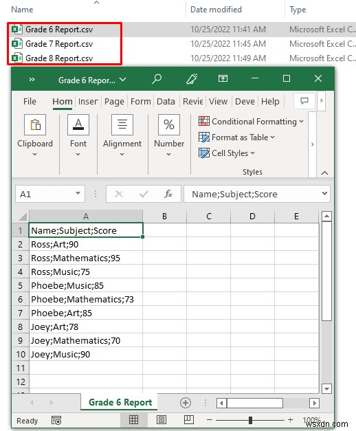 Hợp nhất tệp CSV thành nhiều trang tính trong Excel (với các bước dễ dàng)