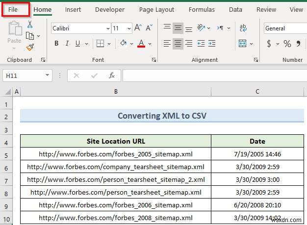 Cách chuyển đổi XML thành cột trong Excel (4 cách phù hợp)