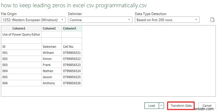 Cách giữ Zeros dẫn đầu trong Excel CSV theo chương trình