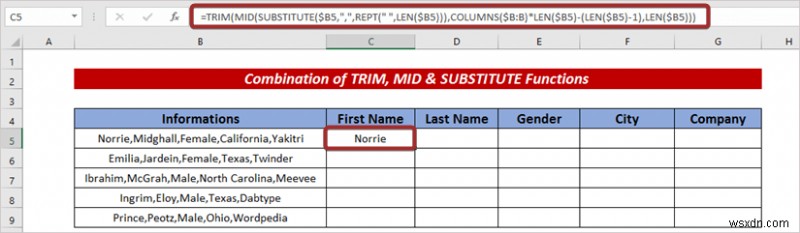 Cách tự động tách văn bản thành cột bằng công thức trong Excel