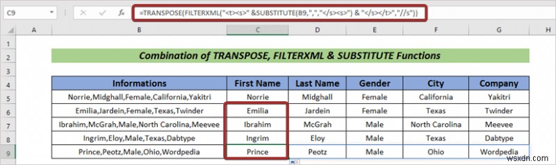 Cách tự động tách văn bản thành cột bằng công thức trong Excel