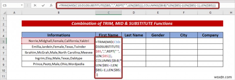 Cách tự động tách văn bản thành cột bằng công thức trong Excel