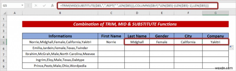 Cách tự động tách văn bản thành cột bằng công thức trong Excel