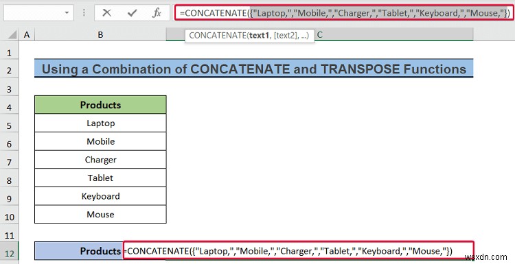 Cách chuyển đổi cột thành văn bản với dấu tách trong Excel