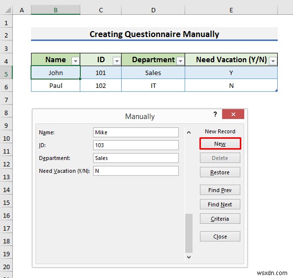 Cách tạo bảng câu hỏi trong Excel (2 cách dễ dàng)