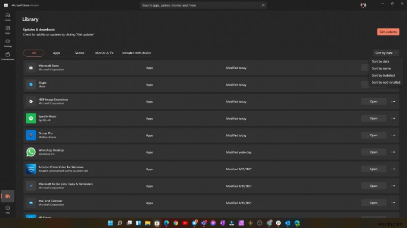 Windows 11 Microsoft Store Update mang đến các tùy chọn sắp xếp thư viện phù hợp