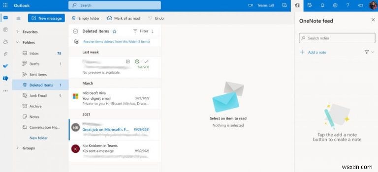 Cách khôi phục email đã xóa trong Outlook Web