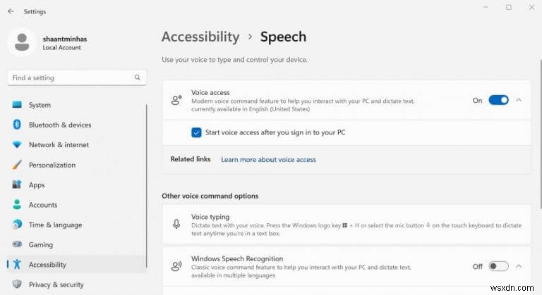Cách bật Truy cập bằng giọng nói trong Windows 11