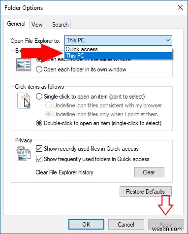Cách đặt File Explorer mở PC này trong Windows 10