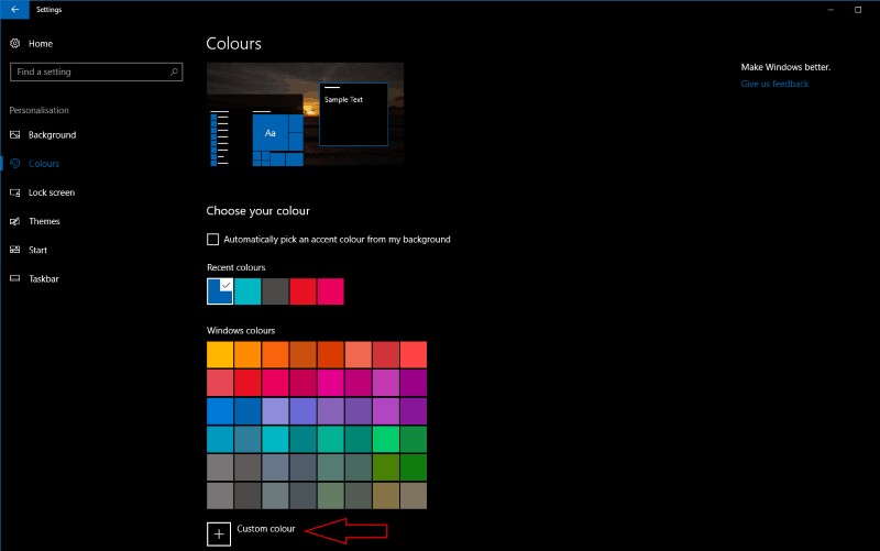 Cách đặt màu nhấn của riêng bạn trong Windows 10 Creators Update 