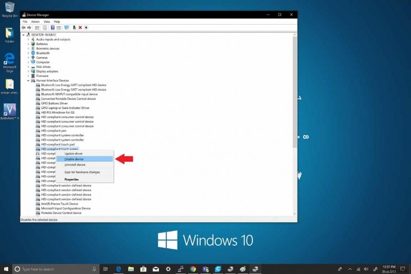 Cách tắt màn hình cảm ứng trong Windows 10