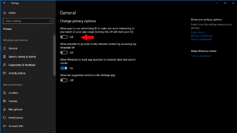 Cách ngăn các ứng dụng Windows 10 hiển thị quảng cáo được cá nhân hóa