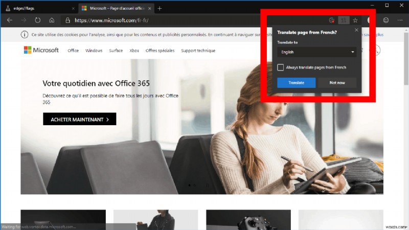 Cách bật Microsoft Translate trong trình duyệt Edge Dev
