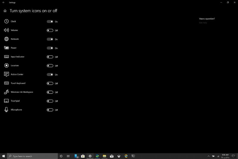 Cách bật và tắt các biểu tượng hệ thống trong Windows 10