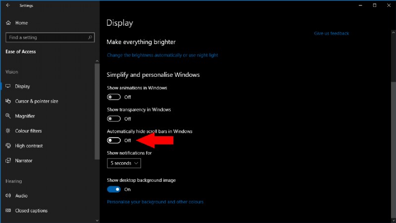 Cách ngăn thanh cuộn biến mất của Windows 10s