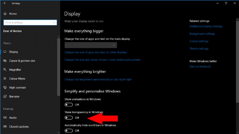 Cách tắt hiệu ứng trong suốt của Fluent Design trong Windows 10