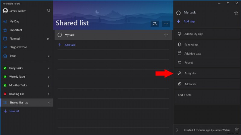 Cách giao nhiệm vụ cho người dùng trong Microsoft To-Do
