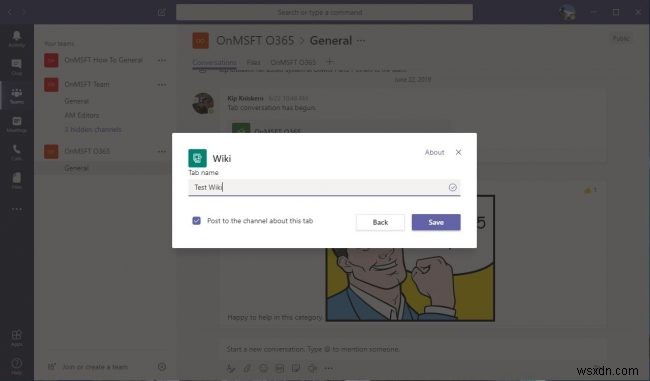 Cách giao tiếp hiệu quả với tab Wiki trong Microsoft Teams