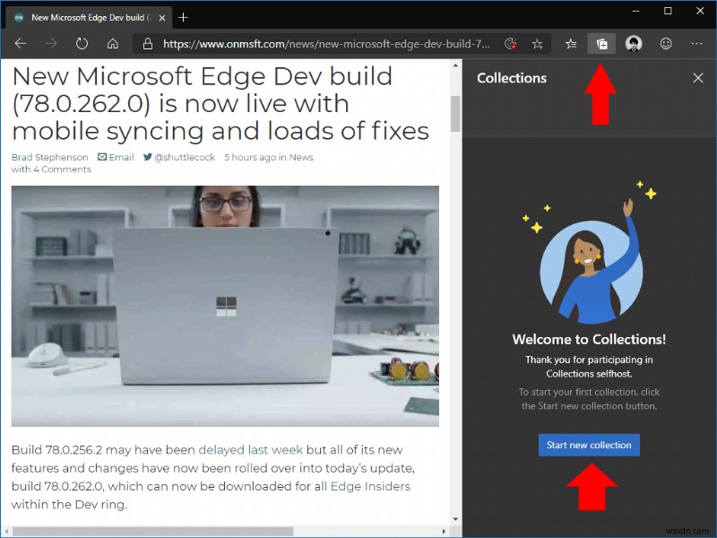 Cách sử dụng Bộ sưu tập trong Microsoft Edge Insider