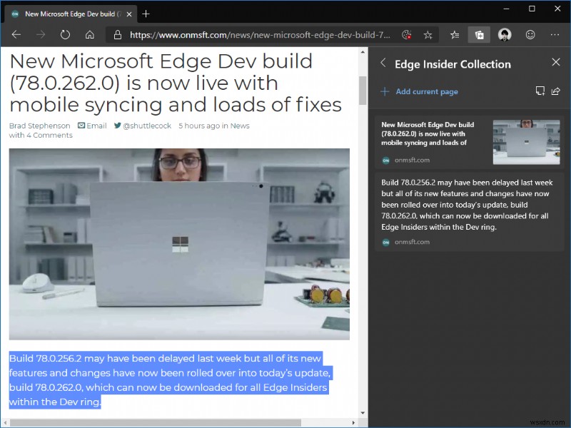 Cách sử dụng Bộ sưu tập trong Microsoft Edge Insider