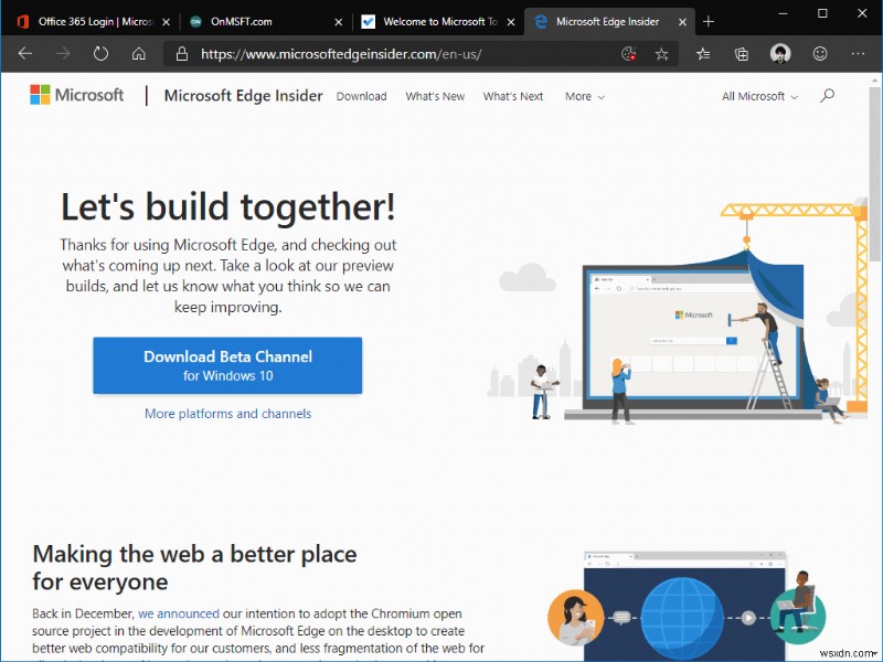 Cách sử dụng tab được ghim trong Microsoft Edge Insider