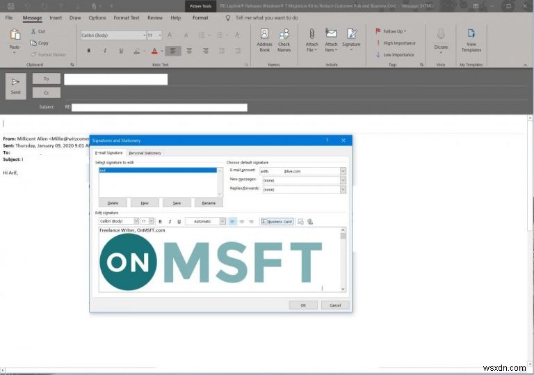 Cách tạo và thêm chữ ký vào email trong Outlook