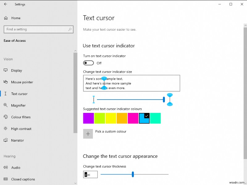 Cách tùy chỉnh con trỏ nhập văn bản trong Windows 10