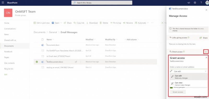 Cách quản lý quyền truy cập tệp với SharePoint trong Microsoft Teams