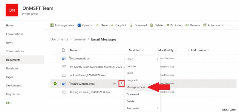 Cách quản lý quyền truy cập tệp với SharePoint trong Microsoft Teams
