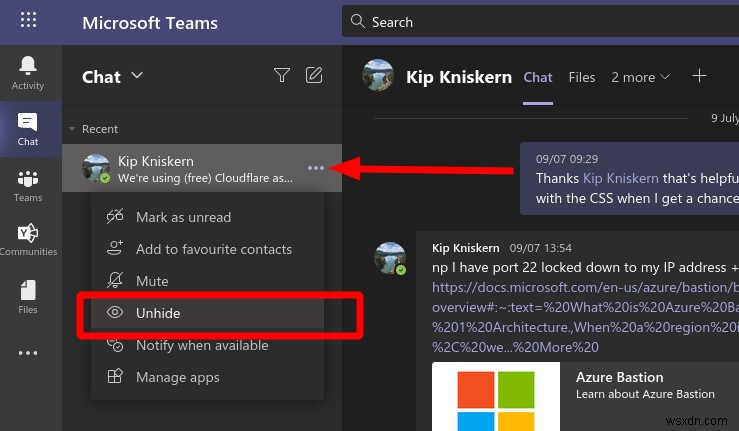 Cách ẩn và hiện các cuộc trò chuyện trong Microsoft Teams