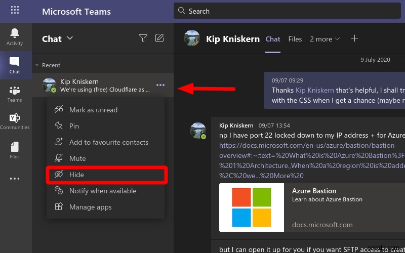 Cách ẩn và hiện các cuộc trò chuyện trong Microsoft Teams