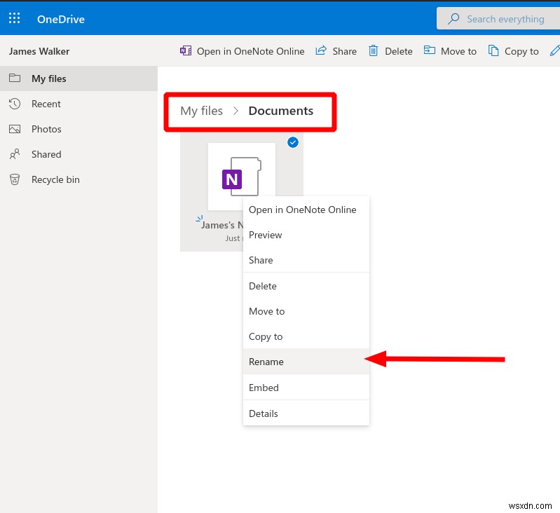 Cách đổi tên sổ ghi chép OneNote