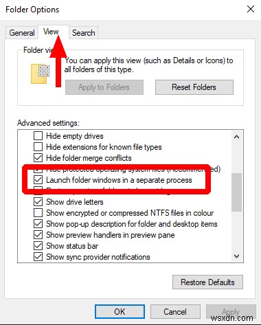 Cách mở cửa sổ File Explorer trong một quy trình riêng với giao diện người dùng Windows