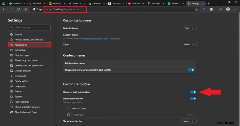 Cách bật tab dọc trong Microsoft Edge để duyệt nhanh hơn