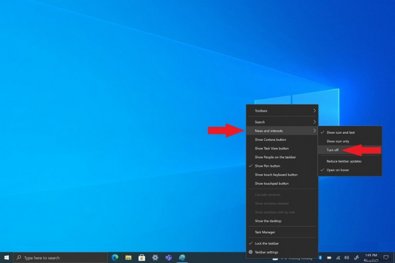 Cách dễ dàng tắt Tin tức và Sở thích trên Windows 10