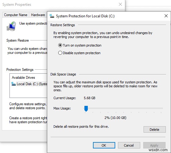 Cách bật Khôi phục hệ thống trên Windows 10