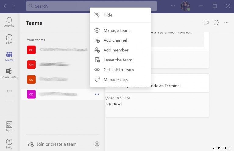 Cách rời nhóm trong Microsoft Teams