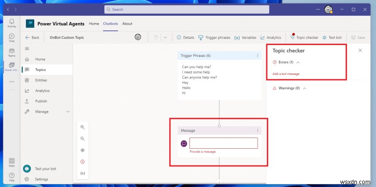 Cách tạo và chỉnh sửa chủ đề cho chatbot Power Virtual Agents của bạn trên Microsoft Teams