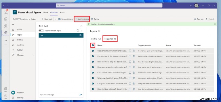 Cách tạo và chỉnh sửa chủ đề cho chatbot Power Virtual Agents của bạn trên Microsoft Teams