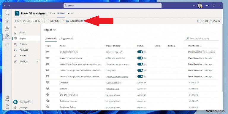 Cách tạo và chỉnh sửa chủ đề cho chatbot Power Virtual Agents của bạn trên Microsoft Teams