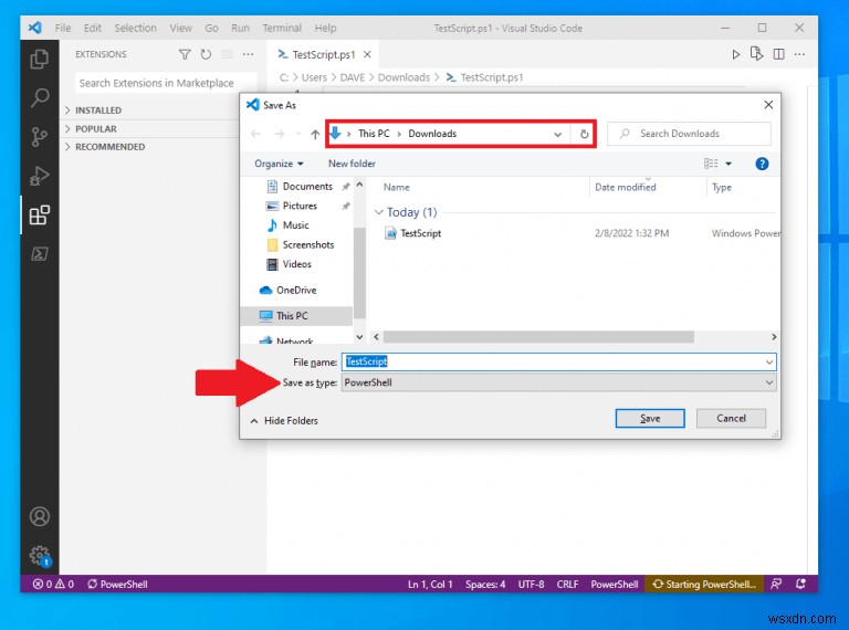 Cách tạo tập lệnh PowerShell trên Windows 10 và Windows 11 bằng Visual Studio Code