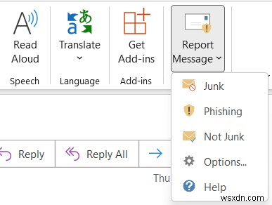 Cách báo cáo email đáng ngờ bằng Microsoft Outlook Report Message 