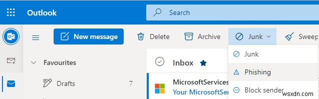 Cách báo cáo email đáng ngờ bằng Microsoft Outlook Report Message 